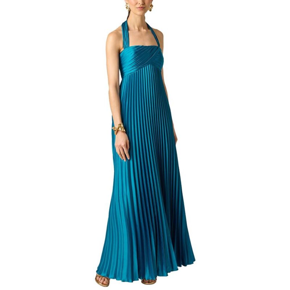 Aidan Mattox Womens Stretch Charmeuse Pleated Gown